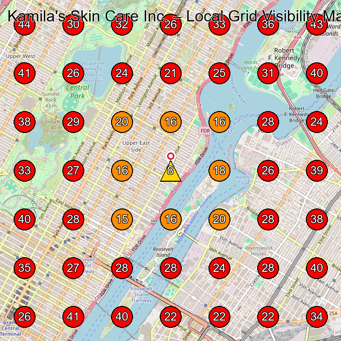 Kamila's Skin Care Inc. GeoGrid visibility map for Nail Salon in New York